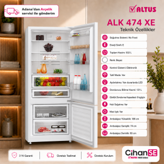 Altus ALK-474 XE 532 Litre Buzdolabı No-Frost LCD Ekran